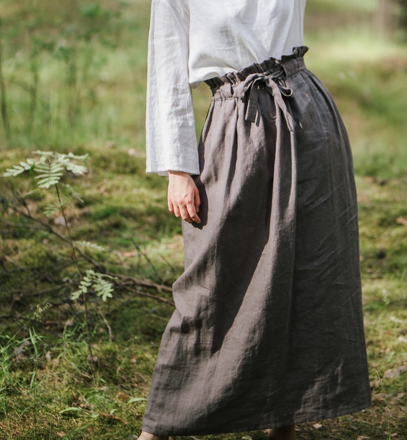 Linen Maxi Skirt , Long Skirt, Summer Skirt, Handmade Skirt, Linen Skirt with Pockets image 5