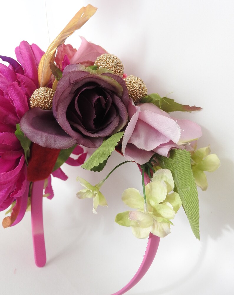 Summer flower headband / large flower headpiece / lilac pink flower wearth / summer hair accessories / festival wreath image 8