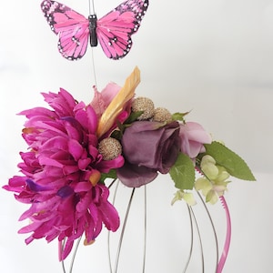 Summer flower headband / large flower headpiece / lilac pink flower wearth / summer hair accessories / festival wreath image 2