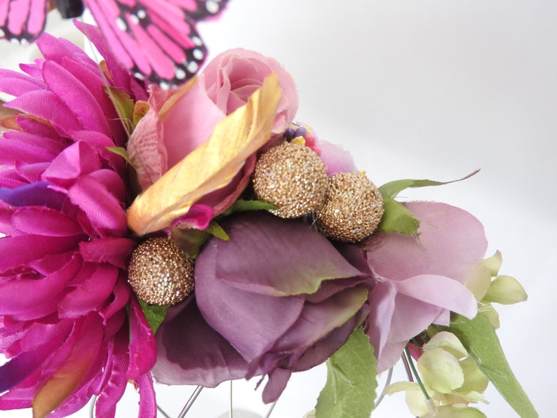 Summer flower headband / large flower headpiece / lilac pink flower wearth / summer hair accessories / festival wreath image 7