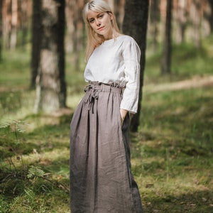 Linen Maxi Skirt , Long Skirt, Summer Skirt, Handmade Skirt, Linen Skirt with Pockets image 3