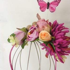 Summer flower headband / large flower headpiece / lilac pink flower wearth / summer hair accessories / festival wreath image 3