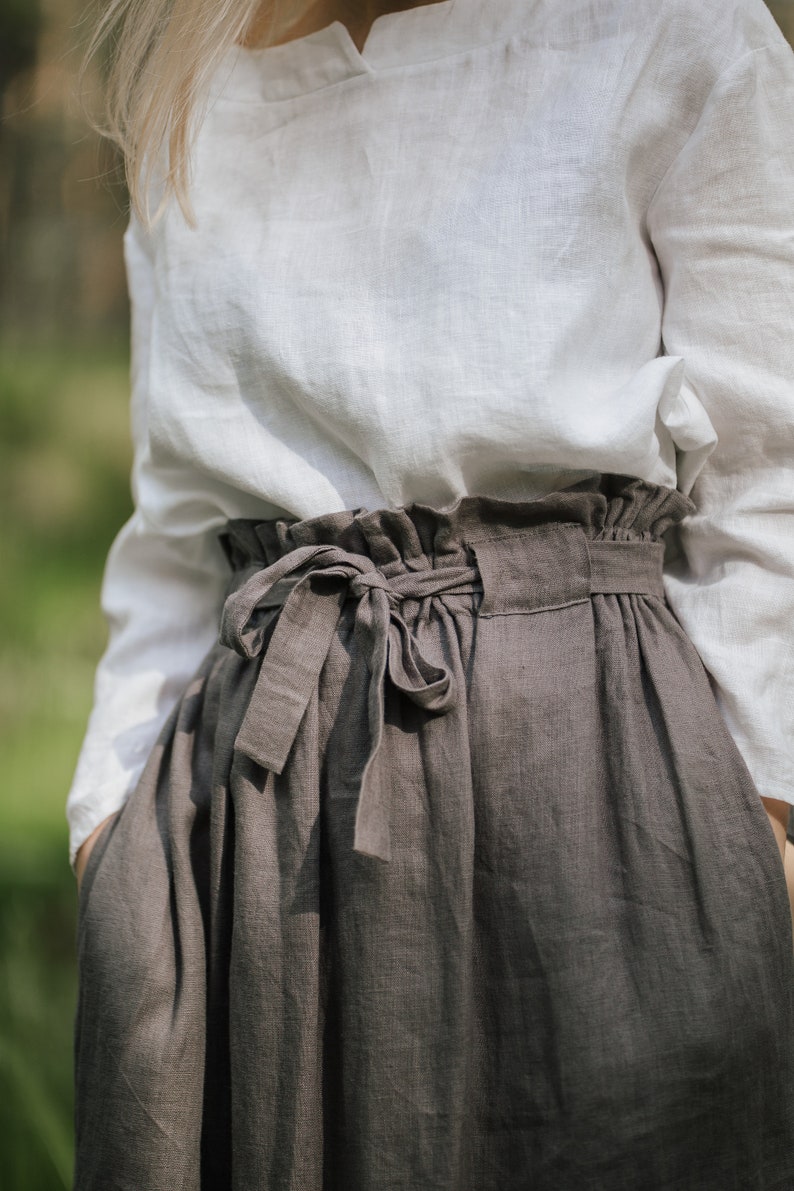 Linen Maxi Skirt , Long Skirt, Summer Skirt, Handmade Skirt, Linen Skirt with Pockets image 2