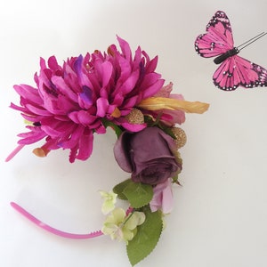 Summer flower headband / large flower headpiece / lilac pink flower wearth / summer hair accessories / festival wreath image 10