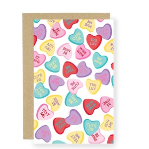 Candy Hearts Printable PDF Valentine&#39;s Day Card