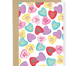 Candy Hearts Printable PDF Valentine's Day Card