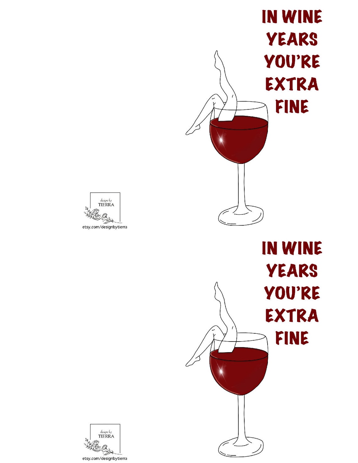 Wine Printable Birthday Card - Etsy