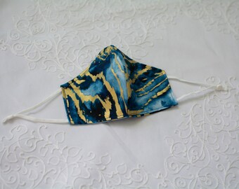 Women's Cotton Mask: 2-Layer Tight-Weave 100% Cotton with Adjustable Straps & Nose Bar - Lemon Pattern