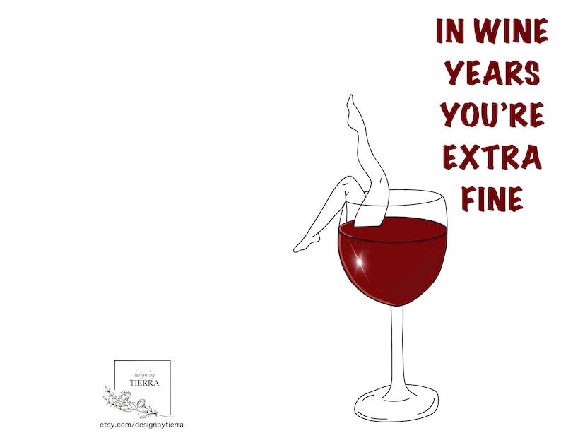 Wine Printable Birthday Card - Etsy