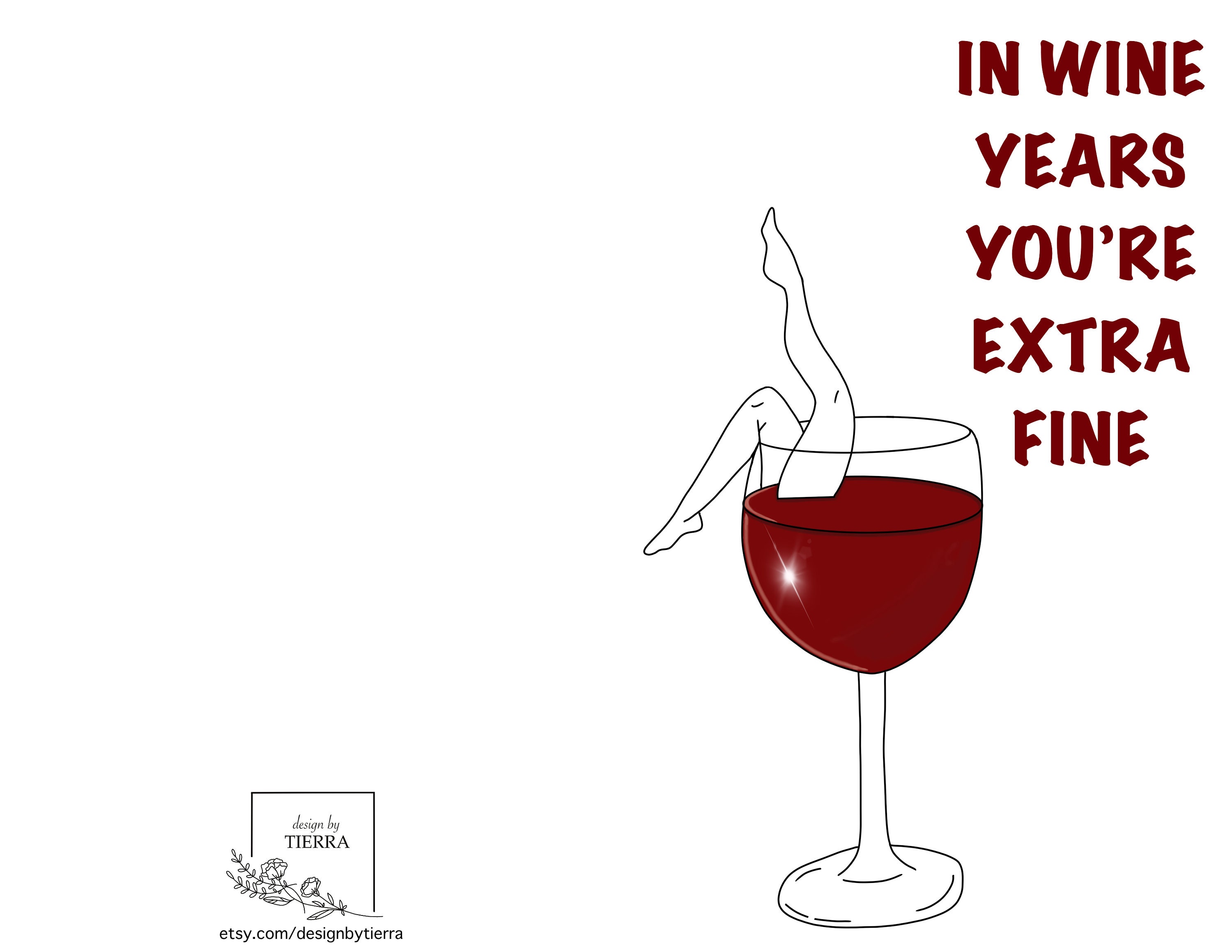 Wine Printable Birthday Card - Etsy