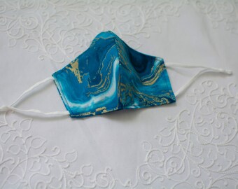 Women's Cotton Mask: 2-Layer Tight-Weave 100% Cotton with Adjustable Straps & Nose Bar - Lemon Pattern