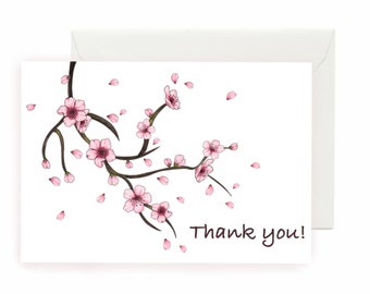 Cherry Blossom Thank You Card - Printable PDF
