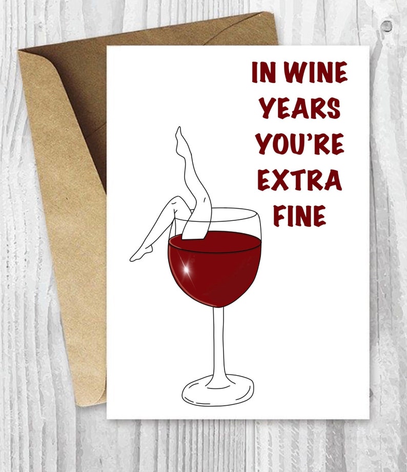 Wine Printable Birthday Card - Etsy