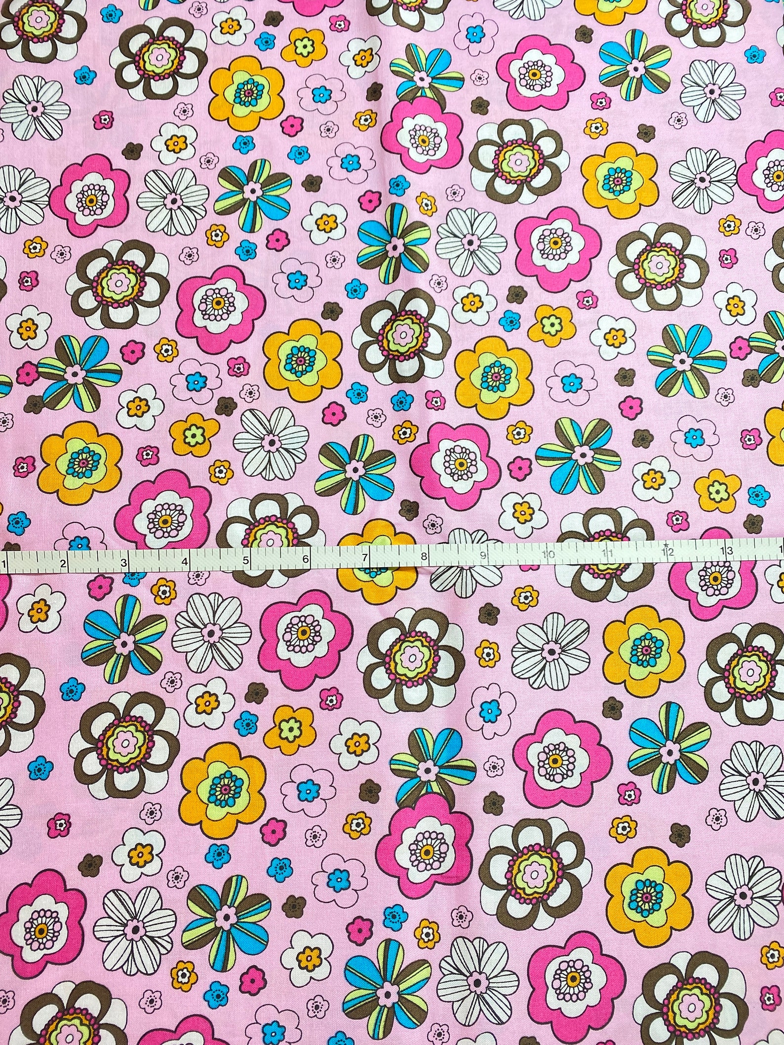 Colorful Floral Cute Print Cotton Fabric by the Yard Etsy