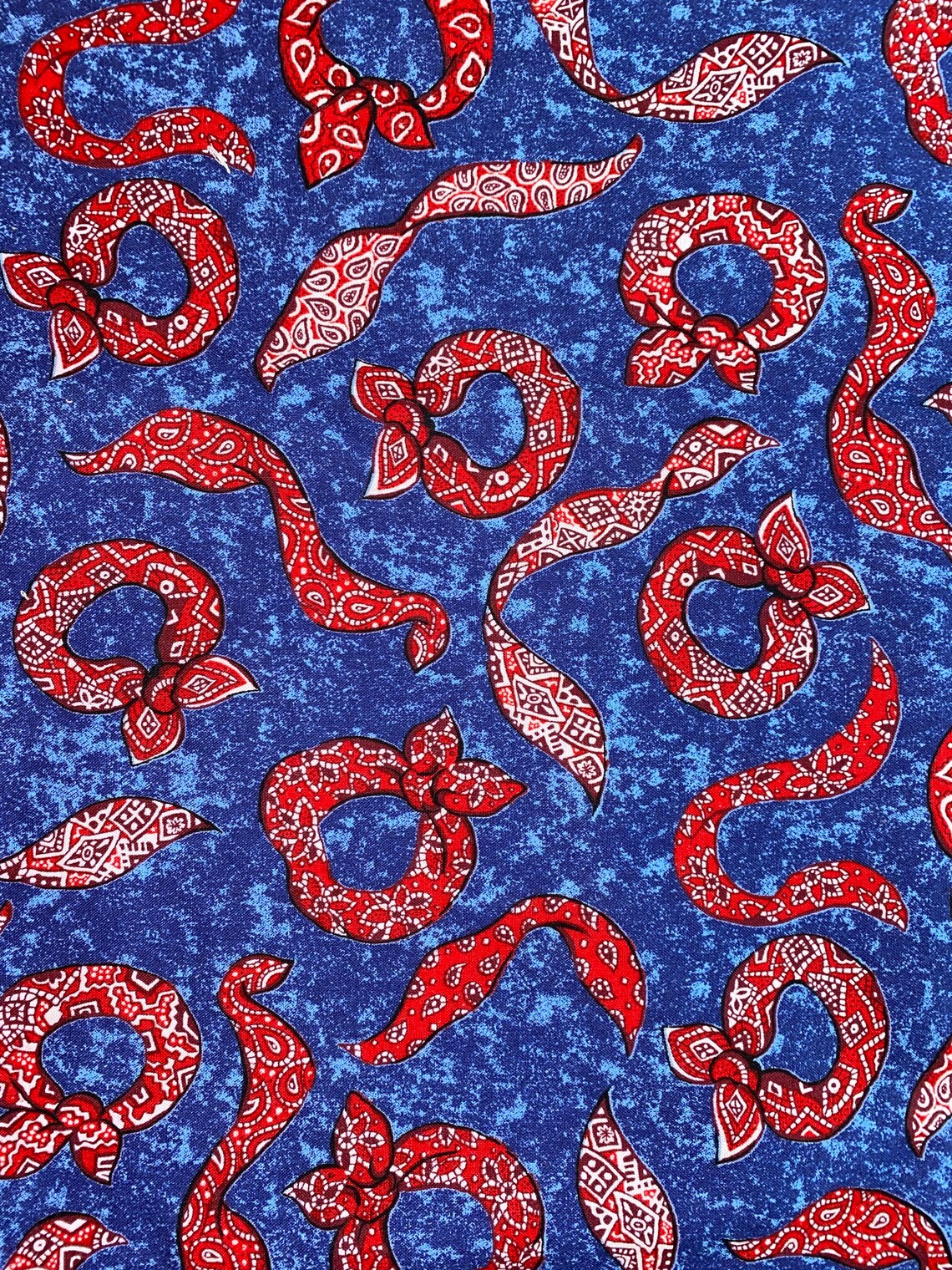 Red Bandana Cute Print Cotton Fabric By The Yard Red Bandana Etsy