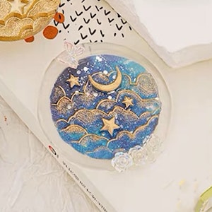 Mond Wachs Siegel Stempel, Gute Nacht Stempel Wachs Siegel für Einladung Hochzeit Umschlag Geschenk Verpackung, Wolke Mond Wachs Stempel Kit Siegelwachs Ofen