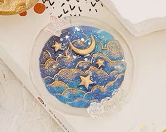 Sello de cera de luna, sello de buenas noches para invitaciones, sobres de boda y envoltorios de regalos, kit de sellos de cera de luna y nube para sellar.