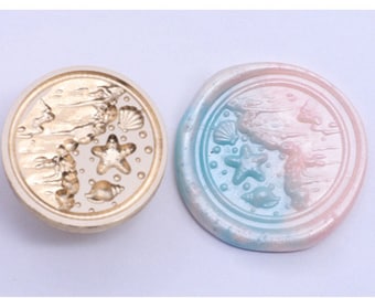 Sandbeach lakzegelstempel, zeegolfstempel lakzegels voor uitnodiging plakboek Cadeaupapier, zegellakstempelkit zegellakkralen wasfornuis