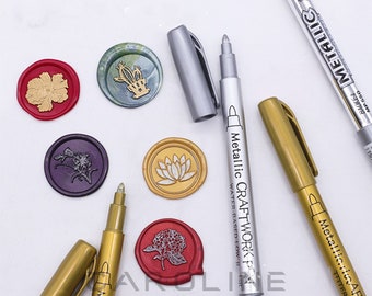 Metallic Marker Stifte, Gold Metallic Stift, Sukura Marker Stifte, Siegelwachsstifte, Wachssiegel Metallstifte für Wachssiegelstempel, Wachsstempelwerkzeuge
