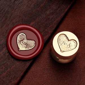 Tampon de cire, tampon coeur empreinte digitale, mini sceaux de cire pour faire-part de mariage, kit de tampon de cire empreinte digitale amour, cachetage coeur
