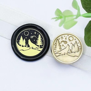 Wachs Siegel Stempel, Stempel Wolf, Wolf der Dschungel Wachs Siegel für Einladung Hochzeit Geschenkverpackung Nacht im Wald Wachs Stempel Kit Wolf