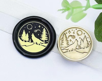 Wax Seal Stamp, Wolf Stamp, Wolf of the Jungle Wax Seals for Invitation Wedding Gift Wrapping, Night in the forest Wax Stamp Kit Wolf