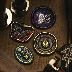 Selos de cera, selos de cera de borboleta de lírio do vale para embrulho de presente de convite, kit de selos de cera de aranha quebrada, selo de cera de besouro