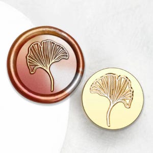 Tampon de cire, Tampon Belle feuille, Sceaux de cire feuille de ginkgo pour emballage cadeau de mariage, Kit de tampon de cire feuille, Tampon botanique