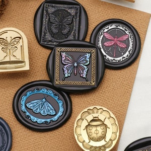 Wachs Siegel Stempel, Insekt Exemplar Stempel Wachs Siegel für Einladung Hochzeit Geschenk Verpackung, Schmetterling Exemplar Wachsstempel Kit, Skelett Wachsstempel