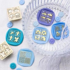 Wachs Siegel Stempel, Reizende Stempel, Reizende Winkel Wachs Siegel für Einladung Hochzeit Geschenk Verpackung, Spielende Katze Wachs Stempel Kit, Vier Quadrate Stempel