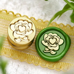 Wachs Siegel Stempel, Rose Herz Stempel, Rose Wachs Siegel für Einladung Hochzeit Geschenkverpackung, Rose Wachssiegel Kit, Rose Herz Versiegelung Stempel