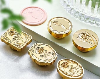 Timbri per sigilli di ceralacca, timbri a forma di rosa, sigilli di ceralacca a forma di narciso per inviti e confezioni regalo per matrimoni, kit di timbri per sigilli di ceralacca a forma di farfalla, timbro per sigilli di tulipani per torte
