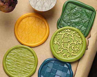 Sellos de cera, sellos de hojas, sellos de cera con patrón de árbol para envolver regalos de boda e invitaciones, kit de sellos de cera de marea, sello de cera de sellado de nubes