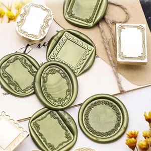 Wachs Siegel Stempel, Vintage Rahmen Stempel Wachs Siegel Kit für Einladung Hochzeit Geschenkverpackung, Bilderrahmen Wachsstempel, Französische Versiegelungsstempel