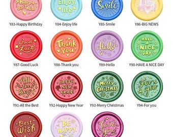 Wax Seal Stamp, Lovely Words Stamps, Smile Wax Seals for Invitation Wedding Gift Wrapping, Good luck Wax Stamp Kit, Birthday Sealing Stamp