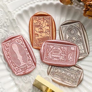 Timbri con sigillo in ceralacca vintage, timbri Paysage, sigilli in ceralacca per inviti, confezioni regalo per matrimoni, kit timbri in ceralacca per finestre di chiese, timbro per sigillatura biglietti