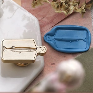 Timbro sigillo di ceralacca, timbro di saury del Pacifico Sigilli di ceralacca per inviti Buste da matrimonio Confezioni regalo, kit timbro di ceralacca sgombro luccio Stufa di ceralacca