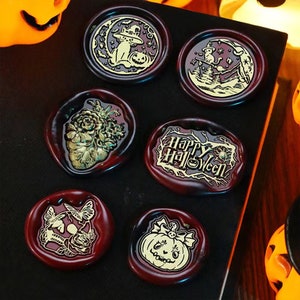 Wachs Siegel Stempel, Halloween Stempel, Herz Rose Wachs Siegel für Einladung Hochzeit Geschenkverpackung, Dark Wax Stamp Kit, Dunkle Versiegelung Stempel