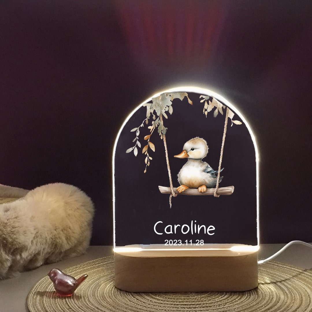Personalized Night Lights for Baby, Duckling on the Swing Night Lamp