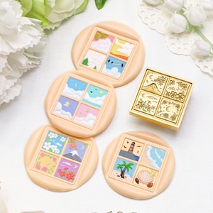 Wachs Siegel Stempel, Vier Jahreszeiten Malerei Stempel, Mond Wachs Siegel für Einladung Hochzeit Geschenk Verpackung, Blumen Wachsstempel Kit, Tulip Siegelstempel