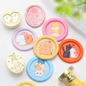 Sellos de cera, sellos de animales adorables, sellos de cera de pingüino para envolver regalos de boda o invitaciones, sellos de cera de pollo, kit de sellos de cera de gato, oso