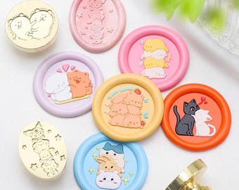 Lakzegelstempels, mooie dierenzegels, pinguïn lakzegels voor uitnodiging bruiloft cadeaupapier, kippenwaszegels, kattenlakzegelset, beer