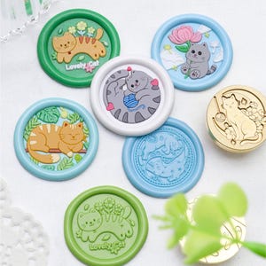 Timbri con sigillo di ceralacca, Timbri con gatti adorabili, Timbri con sigillo di ceralacca a forma di gatto che gioca per inviti e confezioni regalo di nozze, Timbri con sigillo di ceralacca a forma di gatto, Kit di sigilli di ceralacca a forma di gatto, Gatto