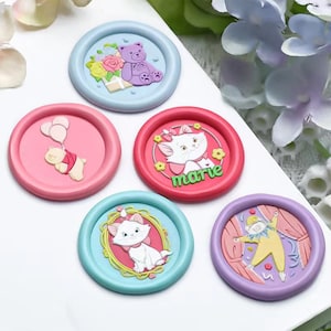 Cartoon Wachssiegel Stempel, Marie Cat Stamps, Teddybär Wachs Siegel für Einladung Hochzeit Geschenkverpackung, Cartoon Wachssiegel Kit Wachslöffel Ofen