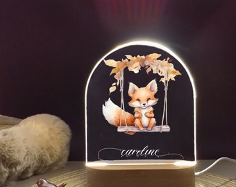 Personalized baby night light, Fox night light with name, animal acrylic night lamp, kids room gift, baby shower gift, Squirrel night light