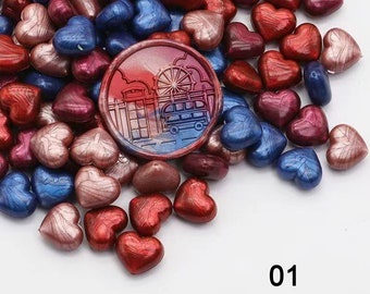 Mixed Sealing Wax Beads, Premium Heart Wax Seal Beads for Wax Seal Stamp, Gift Wrapping, Wedding Invitation Stamp, Heart sealing wax bead