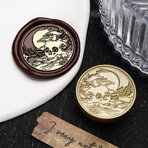 Land der Dunkelheit Wachssiegel Stempel, Totenkopf und Vollmond Wachssiegel für Einladung Hochzeit Geschenk Verpackung, Totenkopf Wachssiegel Stempel