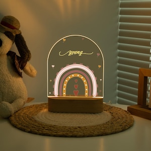 Night light for Personalized Birthday gifts, Lovely Rainbow night lights, Nursery Gift, kids room Decro, Newborn Gift, Safari Jungle Animals