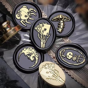 Wachs Siegel Stempel, Dark Skull Stempel, Schädel Wachs Siegel für Einladung Hochzeit Geschenk-Verpackung, Dark Wax Stempel Kit Wachsofen, Dark Versiegelung stempel