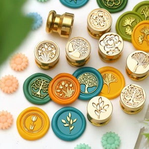 Tampons de cire, beaux tampons 15 mm, cachets de cire végétale pour faire-part de mariage, kit de tampons de cire botanique, tampon de fleurs mignon